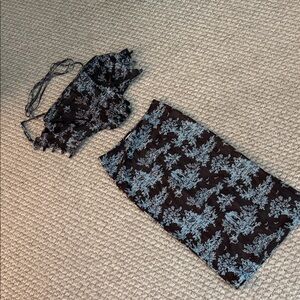 Miaou Black and Blue Patterned Top